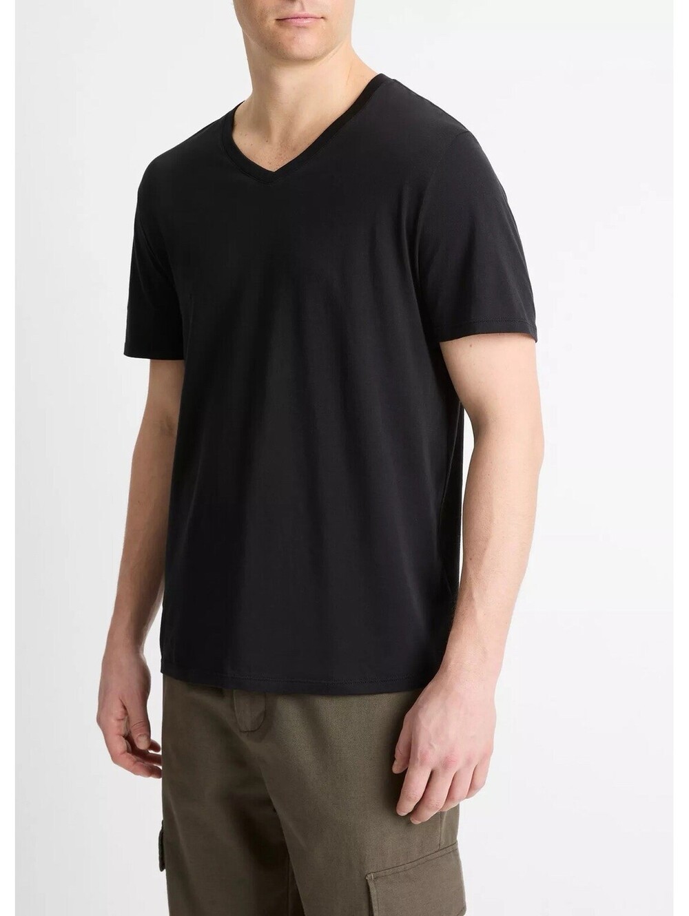 VINCE NWOT Men’s Pima Cotton V-Neck T-Shirt In Black-Size Small